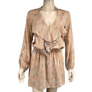 Karina Grimaldi Revolve Silk Dress Size XS Xsmall Ruffle Long Sleeve‎ Wrap